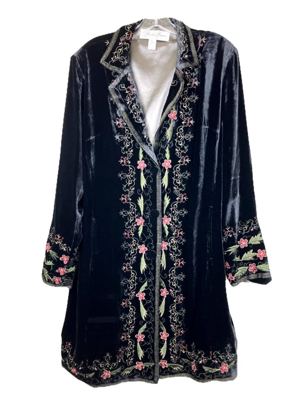 XL Hopeless Romantic Rayon Silk Embroidered Velvet Opera Coat Evening Flapper